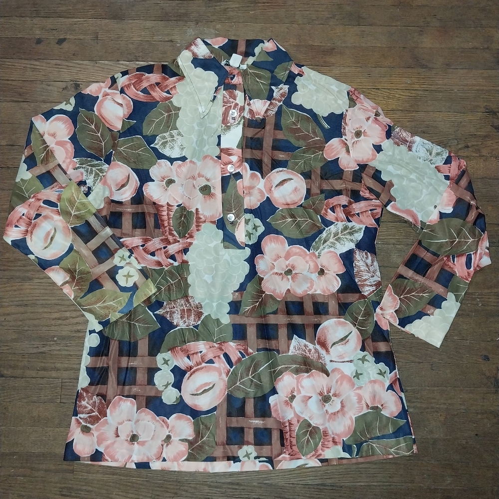 Vintage GABey New York Floral Long Sleeve Shirt